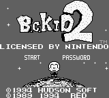 B.C. Kid 2 title screen for GameBoy